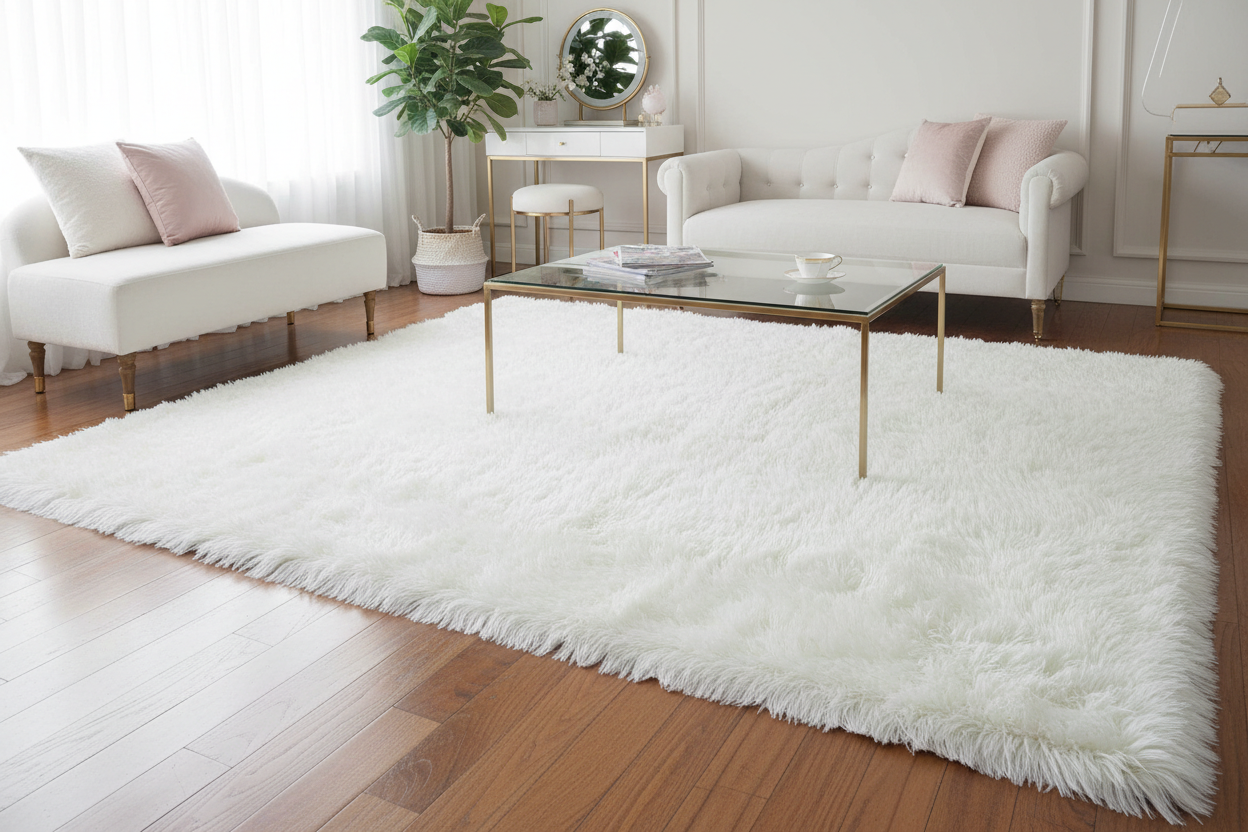 Tapis lavable pour cheveux longs, grand tapis moelleux pour salon, Table basse, chambre de fille, épais, antidérapant, 160x230 en blanc